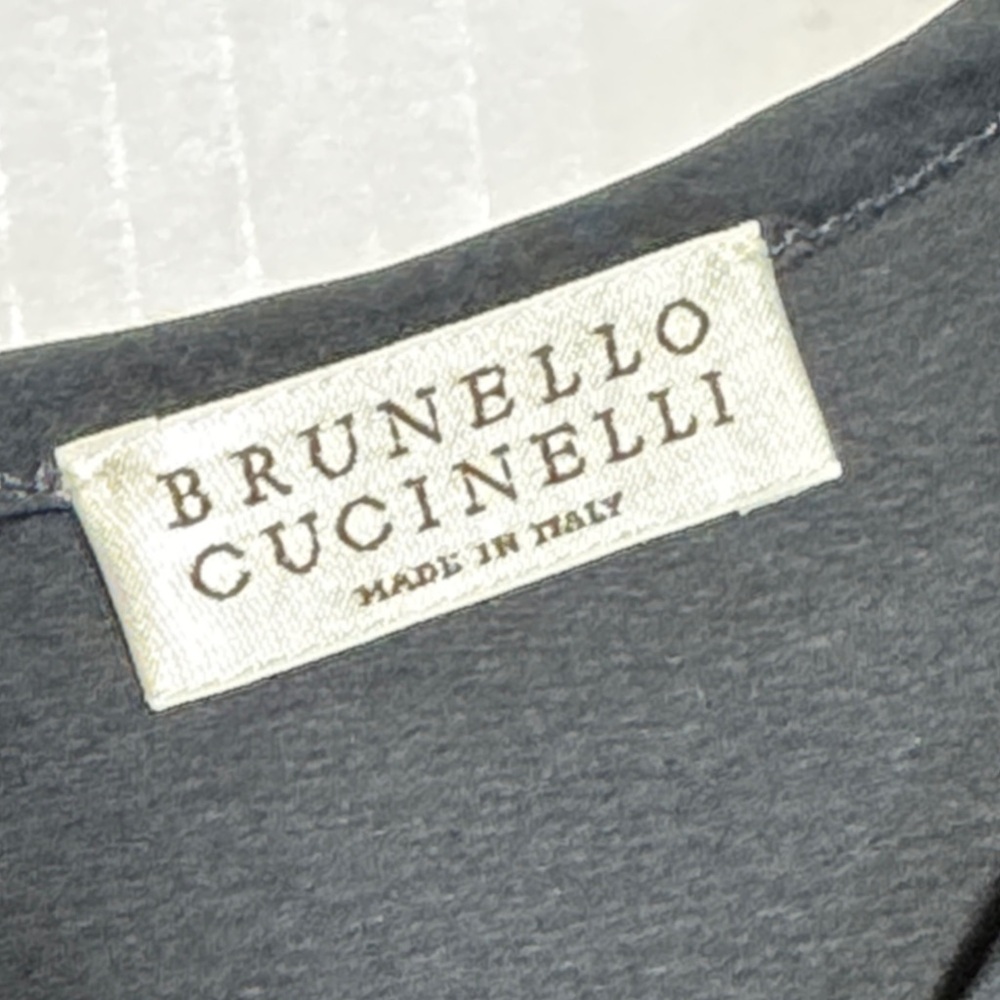 BRUNELLO CUCINELLI Women's Embellished Blouse Crewneck Long Sleeve Silk Blend SM - Picture 2 of 16